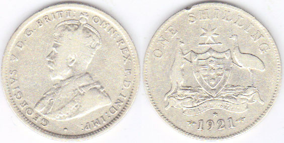 1921 Australia silver Shilling A000890